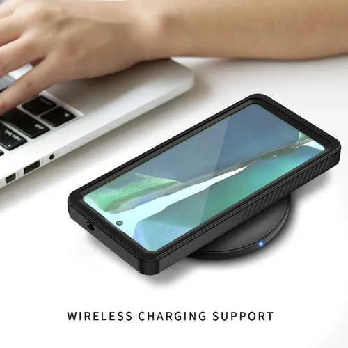 Vista 8 de Lanhiem Funda para Galaxy Note 20, Protector de Pantalla Integrado con Película para Huella Dactilar Funda Impermeable a Prueba de Polvo, Cubierta