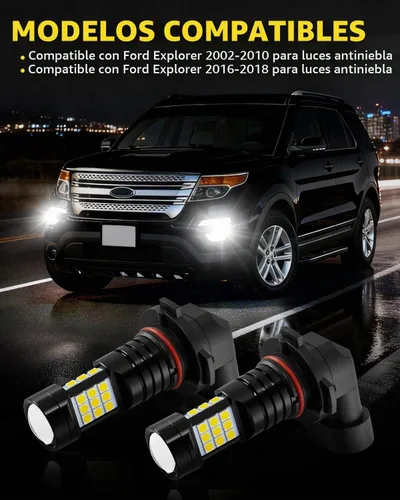Vista 2 de Bombilla LED antiniebla H10 9145 9140, 6000 K, xenón blanco, compatible con Ford Explorer 2002-2010 y 2016-2018, paquete de 2