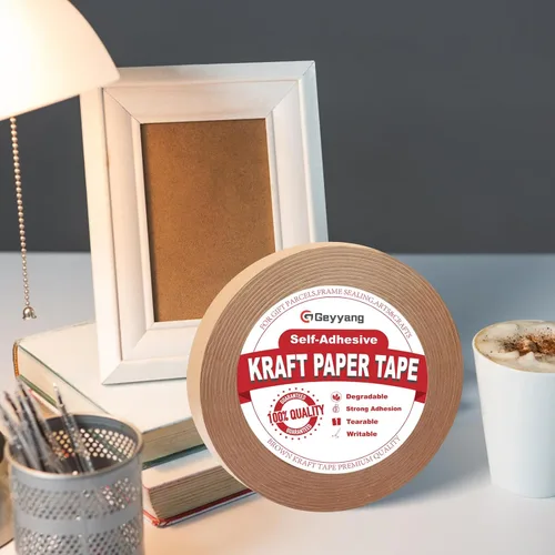 Vista 7 de GEYYANG - Cinta de papel kraft marrón, 1 pulgada x 180 pies, cinta