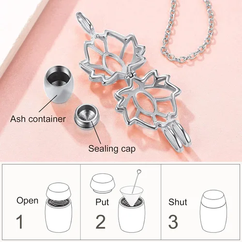 Vista 204 de FindChic Collares personalizados con urna para cenizas, barra vertical, gato, luna, reloj de arena, garra de perro, acero inoxidable, chapado en oro