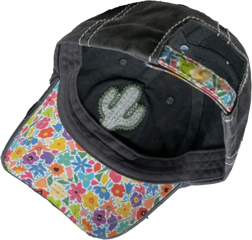 Vista 2 de Gorra de béisbol Funky Junque para mujer estilo vintage con parche bordado con aspecto envejecido sin estructura