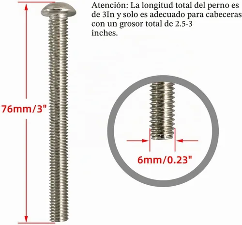 Vista 4 de Kit de accesorios para cabecero y estribo - Tuercas y pernos de acero Longitud: 3 pulgadas