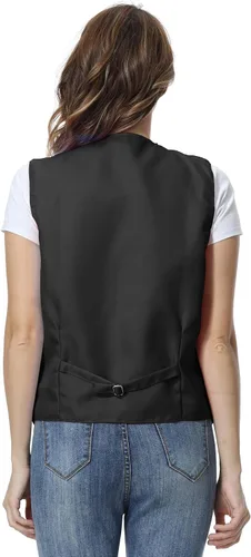 Vista 4 de TOPTIE Chaleco unisex con botones para uniforme de trabajo