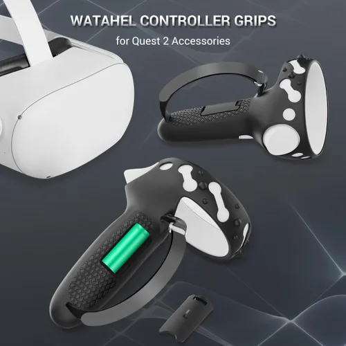 Vista 7 de Empuñaduras de control para Oculus Quest 2, diseño extendido mejorado para controlador de realidad virtual para Quest 2, accesorios protector