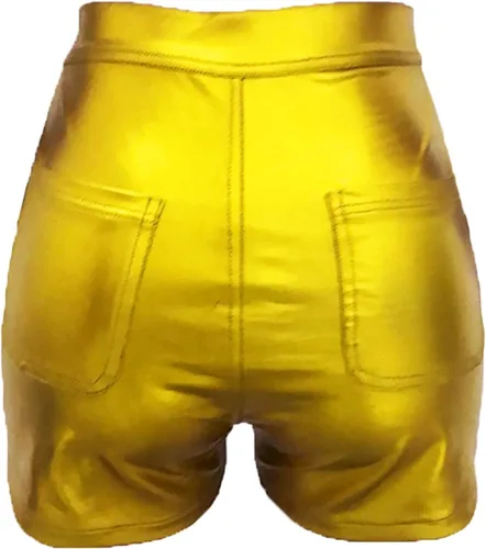 Vista 5 de Pantalones cortos de entrenamiento para mujer, pantalones cortos de entrenamiento de cintura alta con levantamiento de glúteos, metálicos