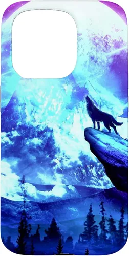 Vista 14 de Funda para iPhone 16 Wolf Mountain Pine Forest Moon Purple Galaxy