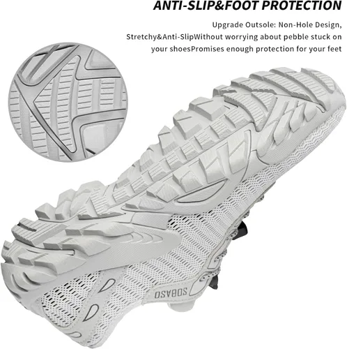 Vista 5 de SOBASO Zapatos de agua para mujeres y hombres, secado rápido, para natación, playa, zapatos acuáticos para deportes acuáticos, buceo, senderismo