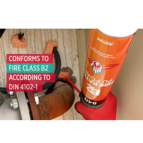 Vista 3 de Akfix 840P Espuma de Poliuretano Expansiva Ignirresistente en Aerosol (1x25.3 Oz.) - Espuma de Sellado Naranja para Ventanas y Puertas, Pinturizable