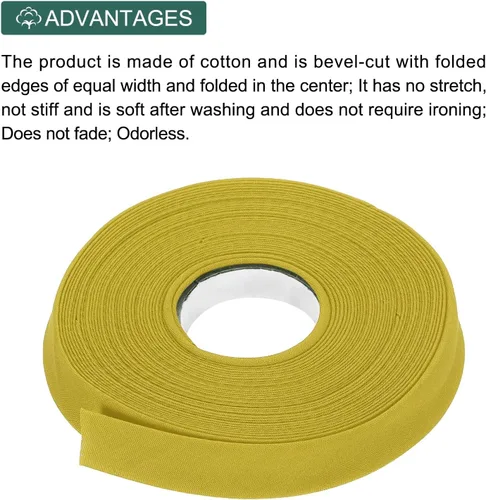 Vista 380 de MECCANIXITY Cinta al bies de doble pliegue de 1/2 pulgada de poliéster continuo a granel para costura, costura, dobladillo, encuadernación y Beige