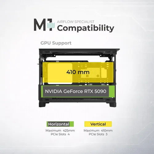 Vista 19 de MONTECH Funda para PC Micro ATX de 22.7 L, chasis modular de malla de alto flujo de aire para construcciones de aire, líquidos o SFF, soporte de TEN