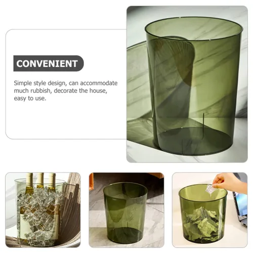 Vista 8 de LIFKOME Cubo de basura pequeño transparente de plástico, contenedor de basura redondo transparente, contenedor de basura, contenedor de basura
