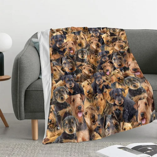 Vista 2 de Airedale - Manta de regalo para perro, linda manta de franela estampada para cama, sofá, sofá