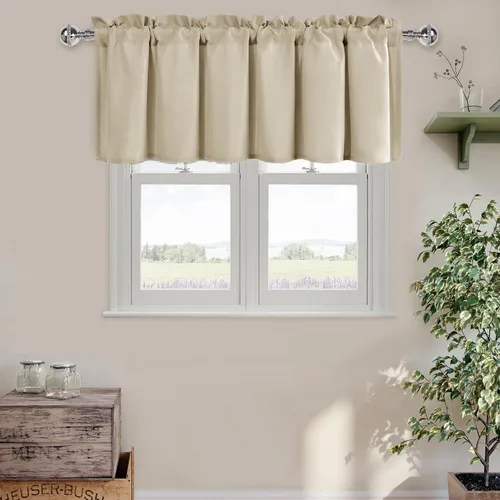 Vista 63 de DWCN Cortinas de Cenefa para Sala de Estar, Cocina, Baño/Sótano - Aqua Sólido, 1 Panel, 42 x 12 Pulgadas, Oscurecimiento de Habitación Solid Short