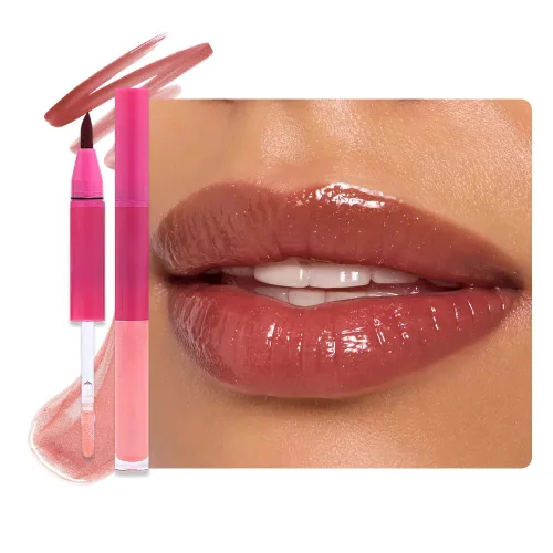 Vista 16 de evpct Lápiz labial líquido mate malva con aceite de labios, acabado brillante, lápiz labial 2 en 1, resistente al agua de larga duración