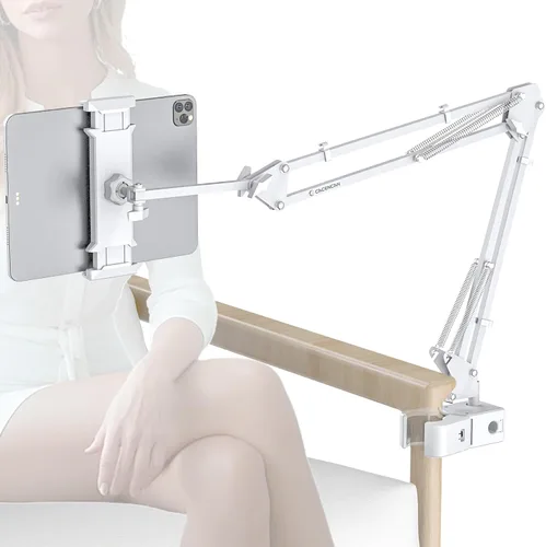 Vista 10 de CACENCAN Soporte plegable para tableta, soporte para tableta ajustable para cama, soporte flexible universal para tableta con rotación de 360 grados