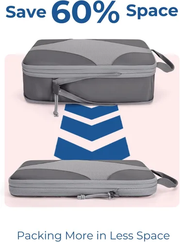 Vista 4 de BAGSMART Cubos de embalaje de compresión para viajes, organizador de equipaje comprimible para cruceros, artículos esenciales de viaje ligeros