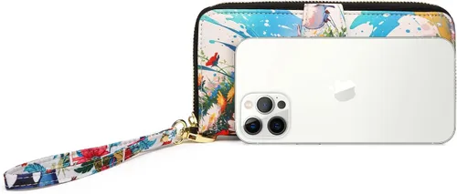 Vista 210 de Cartera de mano para mujer, estilo bohemio, con RFID, elegante, espaciosa con correa para viajes, capacidad para tarjetas, teléfono, dinero