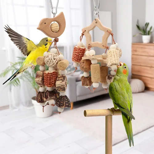 Vista 4 de Litewoo 2PCS Natural Bird Forrajeando Loro Trituración Masticar Juguetes