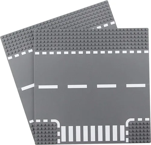Vista 7 de Kit de bloques de construcción clásicos de carretera City Street Curve Road de 10 x 10 pulgadas, placa base de ciudad para ladrillos