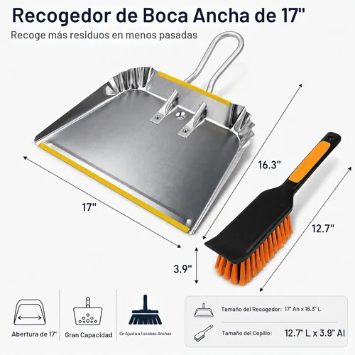 Vista 2 de Sartén de metal resistente de 17 pulgadas con juego de cepillos