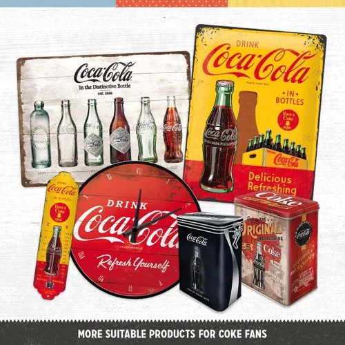 Vista 5 de Nostalgic-Art Botella Coca-Cola Timeline, Metal Colorido, Cartel de lata 11.8 x 15.7 in