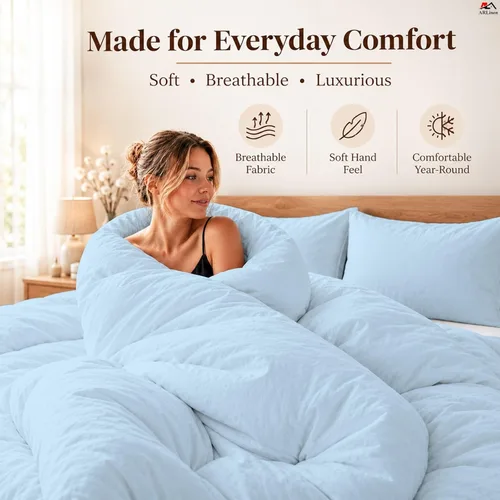 Vista 99 de ARlinen Juego de funda de edredón de tamaño individual, 100% algodón egipcio, juego de ropa de cama de 3 piezas con cierre de cremallera, incluye 1