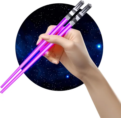 Vista 16 de Palillos de sable de luz con luz LED - Sables de luz brillantes de Star Wars, palillos reutilizables para sushi, juego de palillos con luz LED de 1