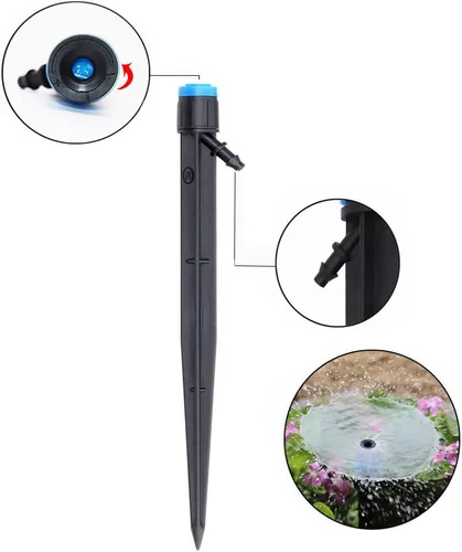 Vista 2 de Lxcom Lighting Paquete de 100 goteros de riego con micropulverización, emisores de goteo ajustables de 360 grados, patrón de círculo completo, flujo