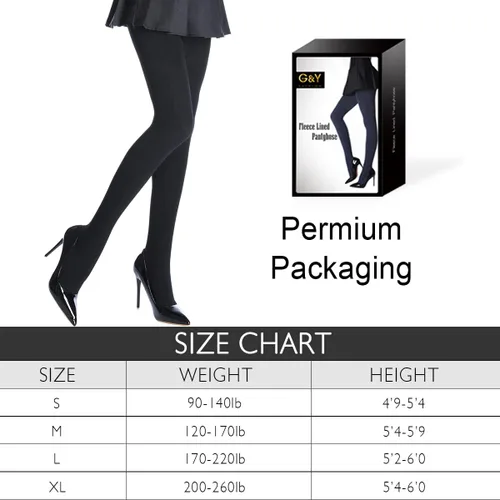 Vista 5 de G&Y 2 pares de medias con forro polar para mujer, 120D, opacas, cálidas, para invierno