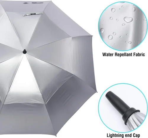 Vista 6 de G4Free Paraguas enorme de golf con protección UV, apertura automática, resistente al viento, paraguas de gran tamaño, extra grande, ventilado, doble