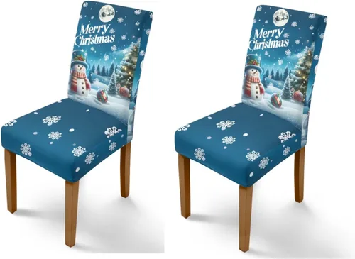 Vista 25 de Rnyleeg Fundas navideñas para sillas de comedor, fundas de asiento de comedor con estampado de campanas brillantes, juego de 1 funda suave y lavable