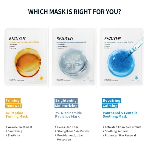 Vista 8 de Mascarilla hidratante iluminadora (10 unidades), máscara de hoja brillante e hidratante con niacinamida, agua rosa y arbutina, mascarilla facial