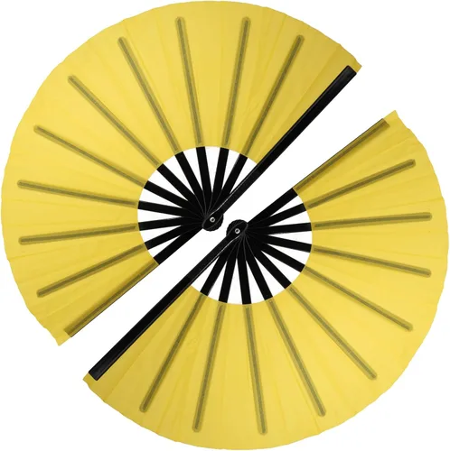 Vista 8 de QIRMIZI Abanico grande plegable para rave – Abanicos de tela de nailon, abanicos retro vintage para kung fu, tai chi, danza, festivales de música