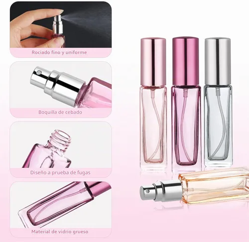 Vista 3 de YOCASII Botella de perfume de viaje de vidrio recargable, botellas de perfume de 0.3 fl oz, atomizador de botella de perfume de bolsillo, 4 botellas