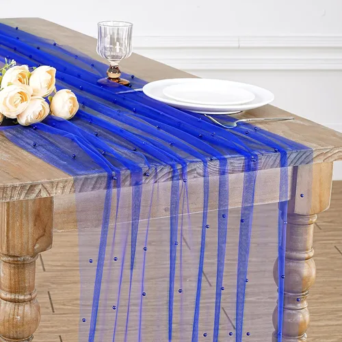 Vista 29 de LuoluoHouse Camino de Mesa de Perla para Centros de Mesa de Boda: Camino de Mesa de Perla de 10 pies, Decoración de Mesa de 29x120 Pulgadas de Tul