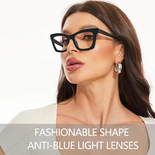 Vista 3 de Lentes de lectura elegantes para mujer con bloqueo de luz azul y bisagra de resorte