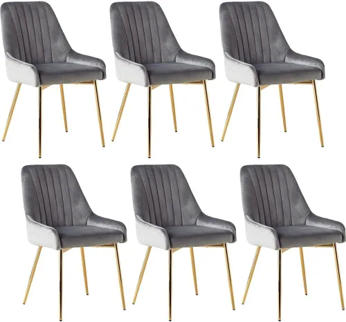 Vista 15 de Juego de 4 sillas de comedor de terciopelo negro, modernas sillas de cocina