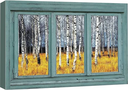Vista 54 de Cuadro decorativo con diseño de ventana moderna blanca con vista, de la marca Wall26®