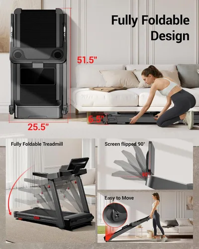 Vista 4 de UMAY Fitness 20% Treadmill with Auto Incline, Running Foldable Treadmills