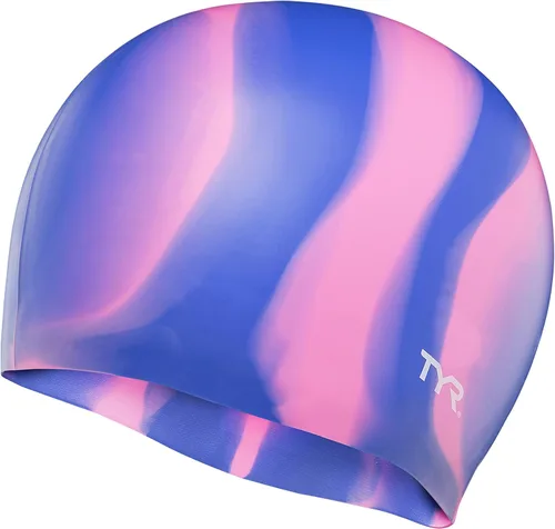 Vista 2 de TYR Gorro de natación de silicona para adultos, multicolor