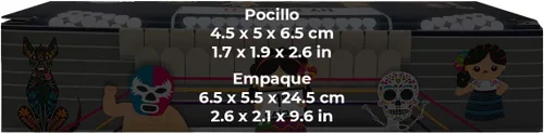 Vista 6 de BY MEXICO Los Catrines Mini Pocillo de Peltre - Juego de 4 tazas de esqueleto negro de 2.7 onzas
