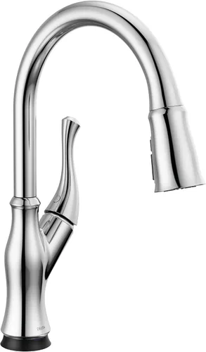 Vista 13 de DELTA Ophelia - Grifo de cocina de oro cepillado con pulverizador extraíble, grifo de fregadero de cocina de un solo agujero moderno, una sola