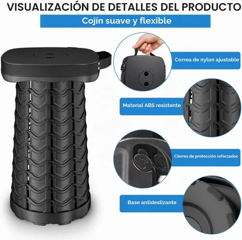 Vista 4 de aboutool Paquete de 2 taburetes plegables – Taburete plegable portátil para adultos, ligero pero resistente, capacidad de 400 libras para camping