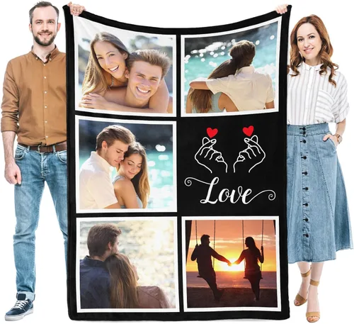 Vista 9 de Regalos para mujeres/hombres, manta personalizada de cumpleaños con imagen, mantas personalizadas con fotos, día de San Valentín, Navidad, regalos