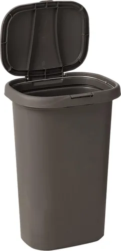 Vista 2 de Rubbermaid Bote de Basura con Tapa de Resorte de 13 Galones Gris de Plástico para Hogar/Cocina/Oficina/Garaje