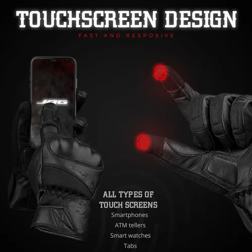 Vista 2 de J.A.G. Guantes de motocicleta – Guantes de motocicleta perforados de cuero premium para hombres con protección de nudillos Guantes de motocicleta
