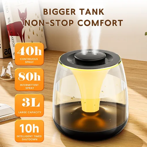 Vista 2 de Humidificadores para dormitorio, 3 L de llenado superior de niebla fría 40 horas de tiempo súper largo, 23 dB silencioso, humidificador de bebé