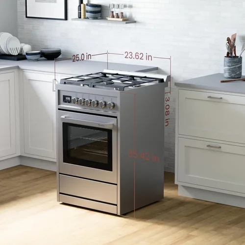 Vista 3 de Rangaire RRG241TS Cocina de Gas de 24" con Temporizador - Acero Inoxidable, Quemadores Sellados, Ventilador de Convección, Estantes de Fácil Alcance