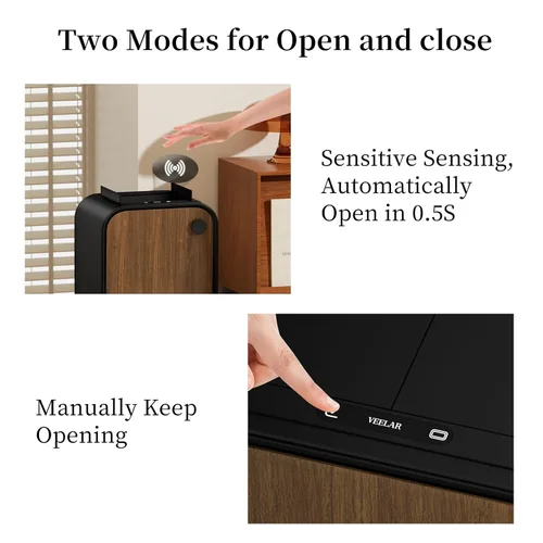 Vista 4 de Bote de basura con sensor de movimiento, contenedor de basura automático sin contacto de 5.5 galones para baño, dormitorio, cocina, oficina (negro)