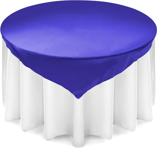 Vista 4 de Lann's Linens – Cubierta de mantel, cuadrada, de satén, 72 pulgadas, cubierta de mesa, Satin, Negro, 72" x 72
